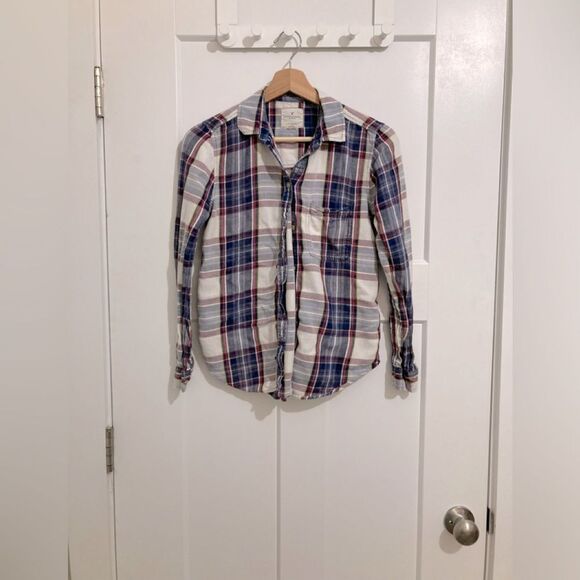 American Eagle Outfitters Tops - Y2K American eagle Plaid Secret Wash Boyfriend Xs
